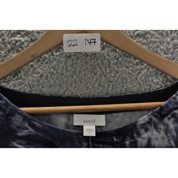 NWT J.Jill Top‎ Women's XL Pure Jill Blue Velvet Tie Dye 3/4 Sleeve Soft Boho - Picture 4 of 8